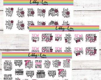 Crafting Quotes Planner Sticker | Knitting | Crocheting | Quilting | Sewing | Embroidery | Patch Work | Sublimination | Sticker Making