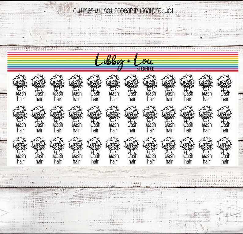 Wash Hair Planner Sticker Hair Care Routine Neutral Removable Sticker