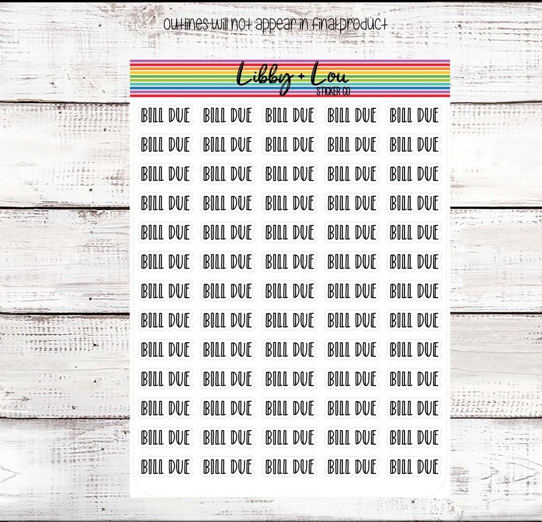 Bill Due Planner Stickers | Monthly Planner Sticker | Budget Planner ...