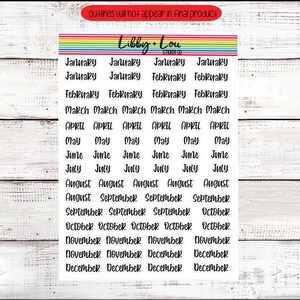 Months of the Year Planner Sticker | Change the Dates of Your Planner | Bullet Journal