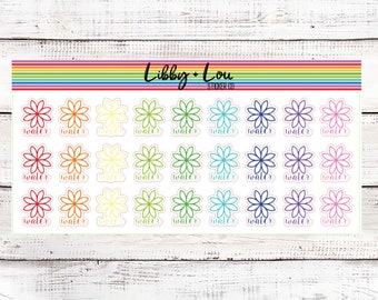 Water Tracker Planner Stickers | Flower | Rainbow  | Vertical Planner | a5 Planner Sticker | Libby and Lou Sticker Co