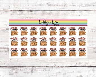 Pizza Night Planner Stickers | Meal Planning Food Stickers