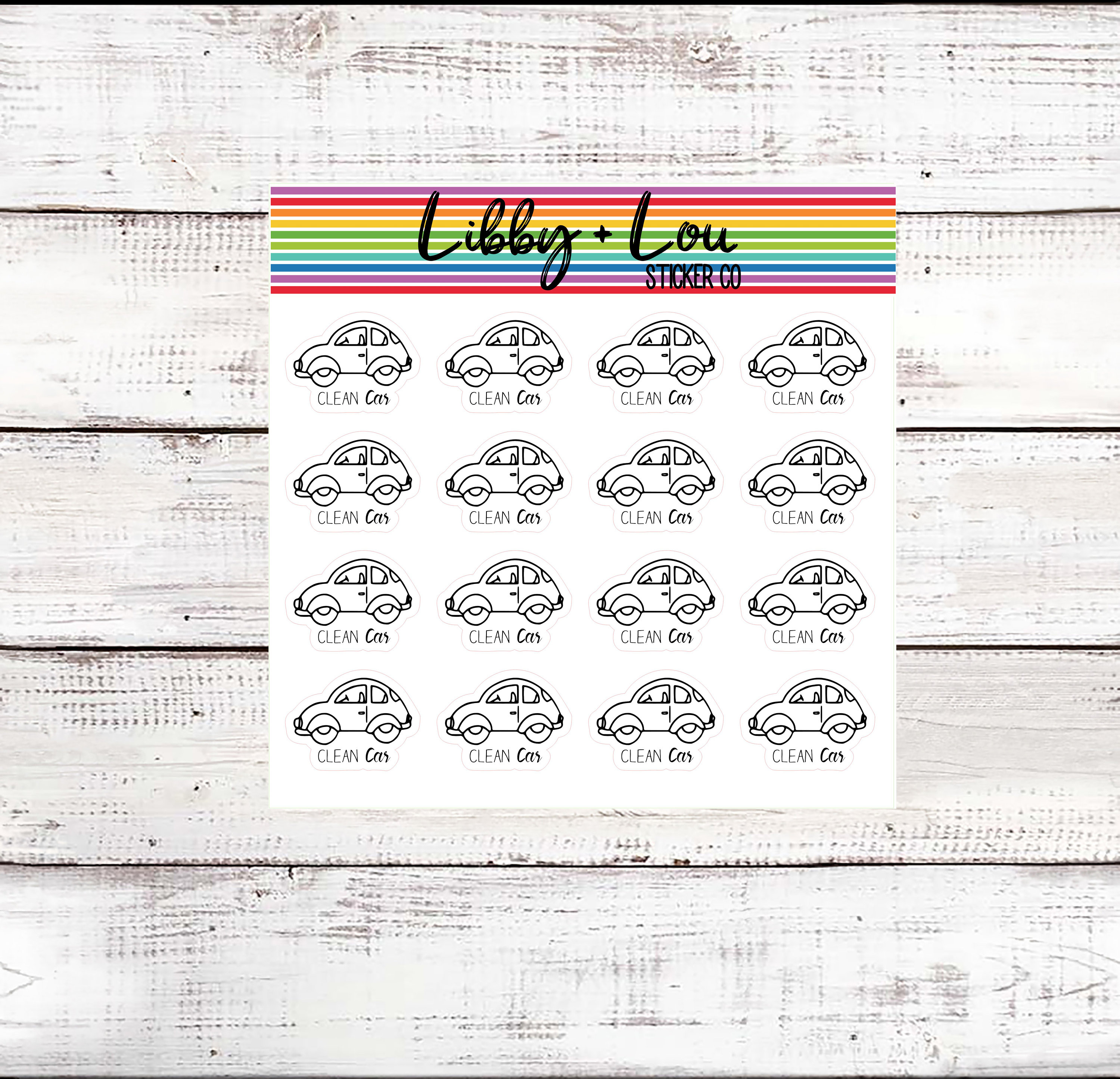 Clean Car Planner Sticker | Neutral | Mini Stickers | Doodle Sticker ...