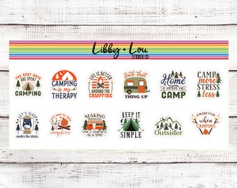 Camping Quotes Planner Stickers | Vacation | Quote Stickers | Vertical Planner  | Horizontal Planner  | a5 Planner | Planner Decoration