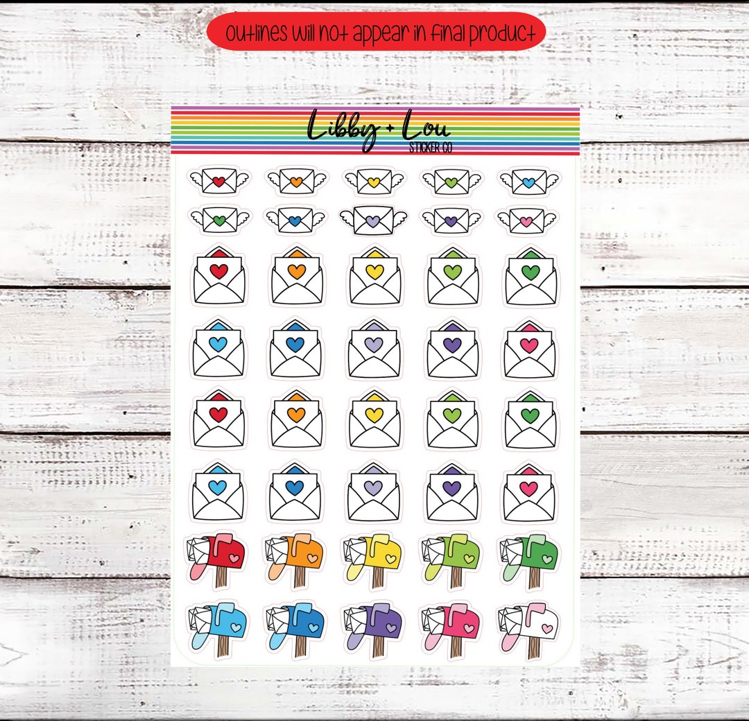 Email Sticker Pack Happy Mail Planner Sticker | Envelope | Mailbox | Packages | Libby and ...
