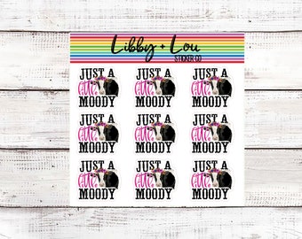 Moody Cow Planner Autocollant | | d’autocollants d’humeur | de santé mentale Autocollant amovible | a5 Planner Sticker | Planificateur vertical | Planificateur horaire