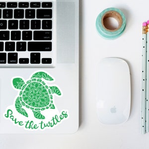 Save the Turtles Vinyl Decal Nature Laptop Decal Die Cut Sticker image 1