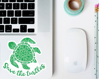 Save the Turtles Vinyl Decal | Nature Laptop Decal |  Die Cut Sticker