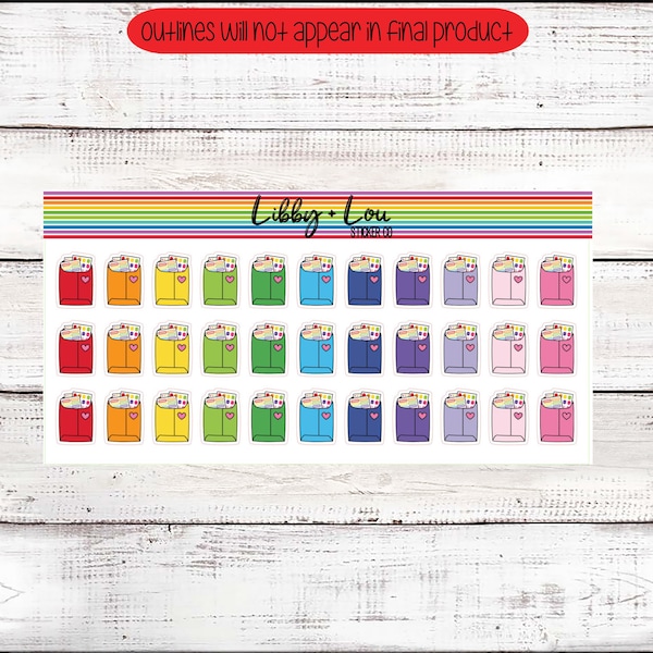 Happy Mail Planner Stickers | Rainbow and Neutral Stickers | Vertical Stickers | a5 Planner Stickers | Horizontal Stickers