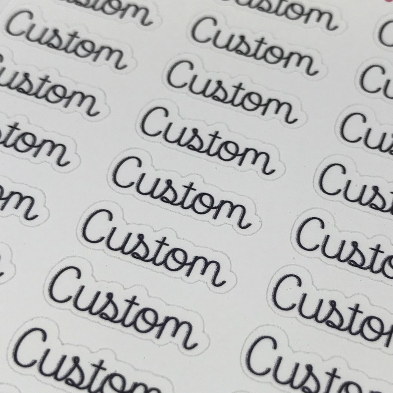 CUSTOM TEXT Sticker Typography Script Words Planner Sticker Etsy