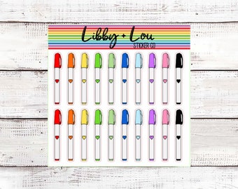 Markers Planner Sticker | Pens | Divider | Vertical Planner | Horizontal Planner | A5 Planner