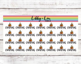 Camping Planner Stickers | Bonfire | Camp Fire | Vacation | A5 Planner