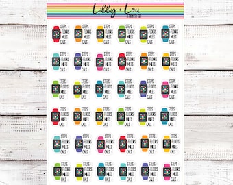 Watch Stats Planner Stickers | Walk | Exercise | Gym | Close Those Rings | A5 Planner Sticker