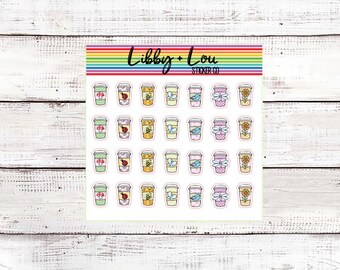 Spring Coffee Cups Planner Sticker | Hot Tea Sticker | Mini Stickers |  | Libby and Lou Sticker Co