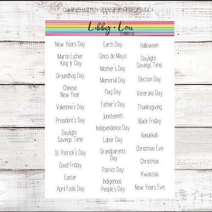 Holiday Script Planner Stickers | Christmas | Thanksgiving | Halloween | Easter | 4th of July | Memorial Day | Veterans