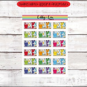 Cleaning Flat Lay Sticker | Planner Sticker | Daily Chores | Habit Tracking Sticker