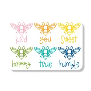 Bumble Bee Rainbow Vinyl Decal  | Kind, Sweet, Happy, True, You, Humble Laptop Sticker | Notebook Decoration | Die Cut Sticker