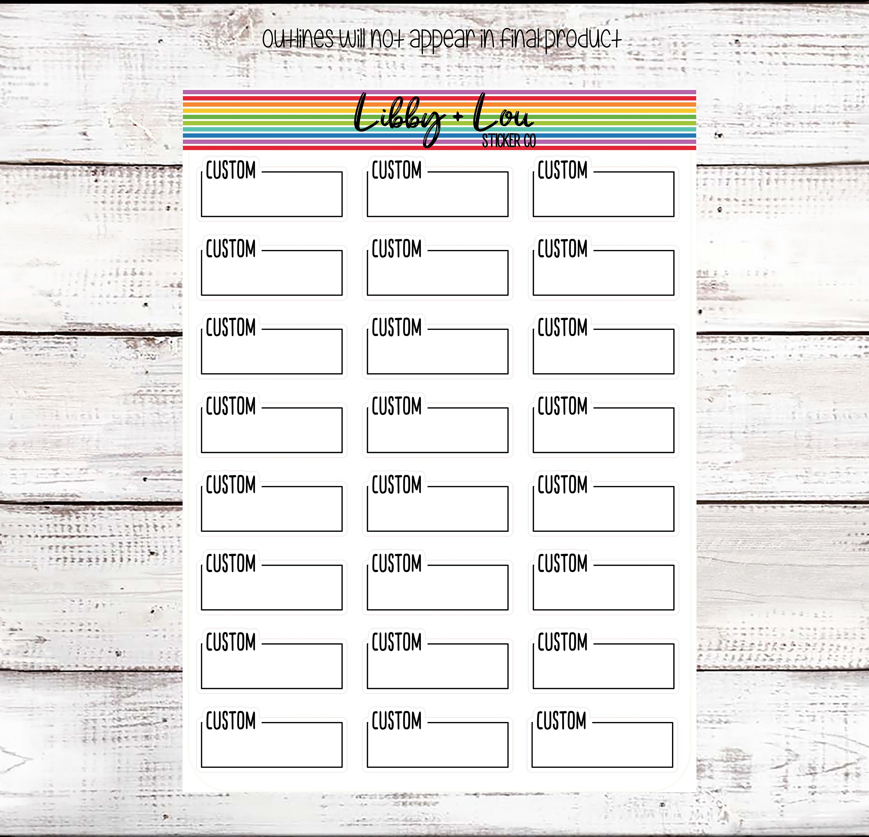 CUSTOM TEXT Boxes Planner Sticker | Personalized | Appointment Stickers ...