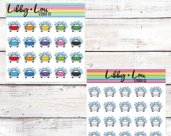 Car Wash Planner Sticker | Rainbow and Neutral | Mini Stickers | Doodle Sticker | Icon Stickers | Libby and Lou Sticker Co