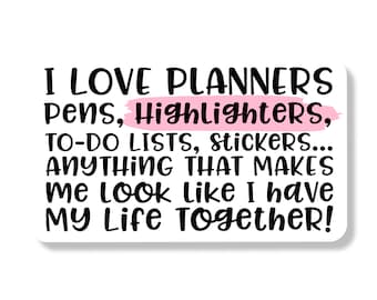 I Love Planners Vinyl Decal | Die Cut Sticker | Laptop Sticker | Water Bottle Sticker | Cup Sticker