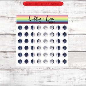 Moon Phases Planner Sticker | Crescent Moon | Full Moon | Half Moon | Phases of the Moon Stickers | Vertical Planner | a5 Planner