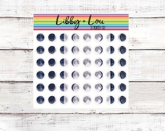 Moon Phases Planner Sticker | Crescent Moon | Full Moon | Half Moon | Phases of the Moon Stickers | Vertical Planner | a5 Planner
