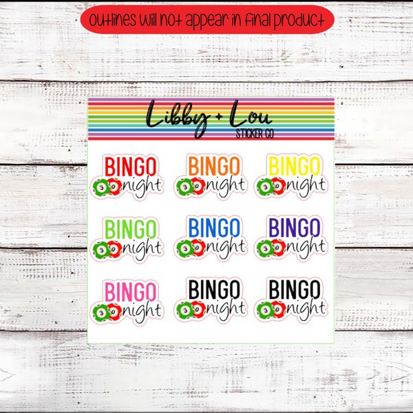 Bingo Planner Stickers |  Game Night Stickers | Girls Night Out | Colorful Sticker | Removable Sticker