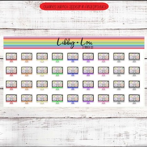 May include: A sheet of 36 colorful computer screen stickers with 9 different color variations. Each sticker features a computer screen with 9 squares, representing a video call with multiple participants. The stickers are perfect for planners, journals, and laptops.