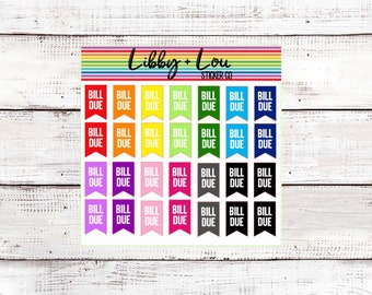 Bill Due Planner Sticker | Budget Planner | Rainbow Flags | Monthly Planner