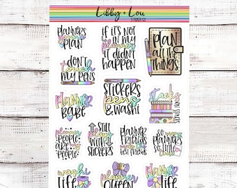 Planner Stickers | Quotes | Rainbow |  Planner Babe | Vertical Planner | A5 Stickers | Horizontal Stickers | Hourly Stickers