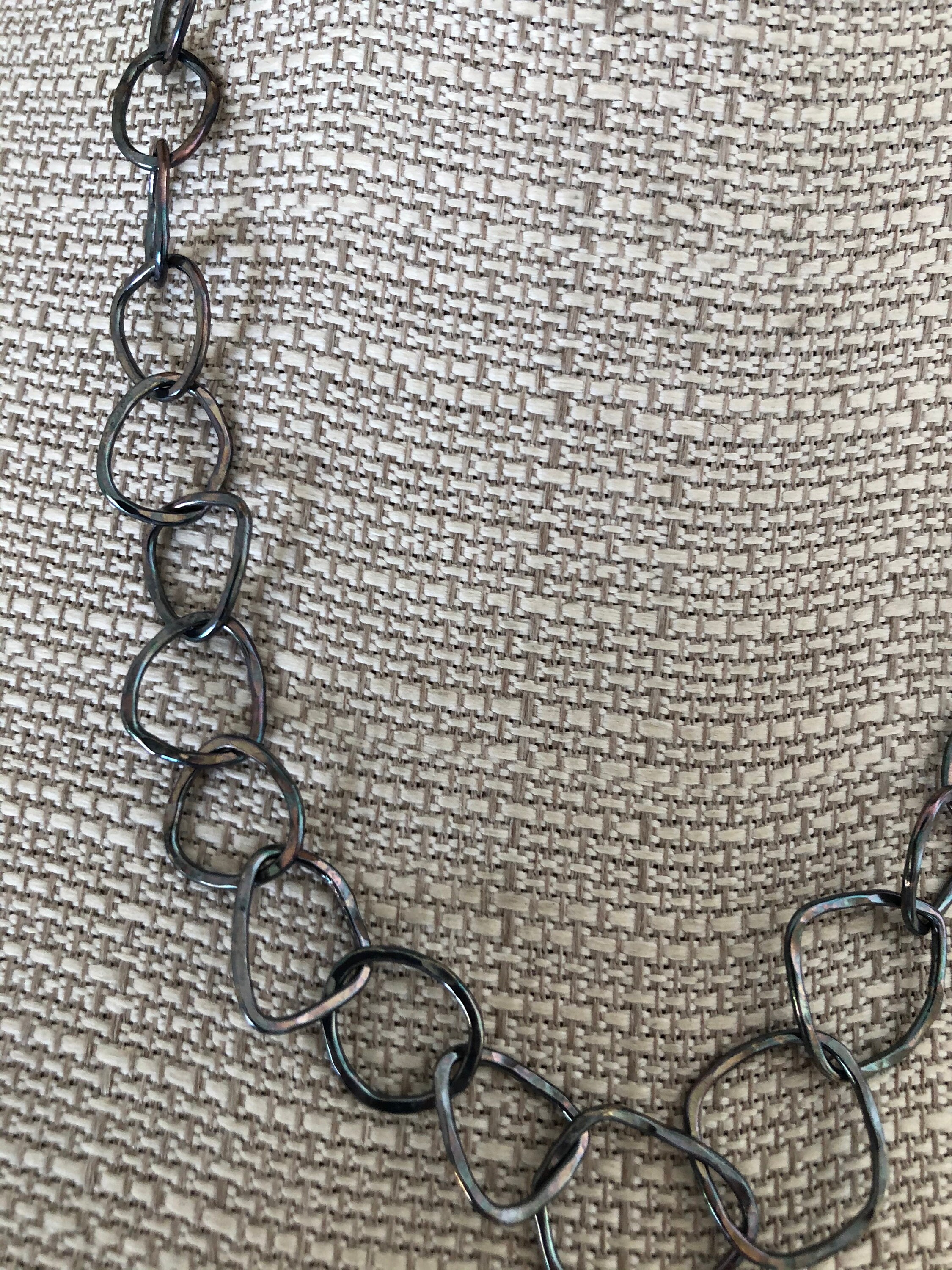 Handcrafted Chain Necklace Goth Black Patina Random Shaped Links Hammer Texture Hook Closure Etsy