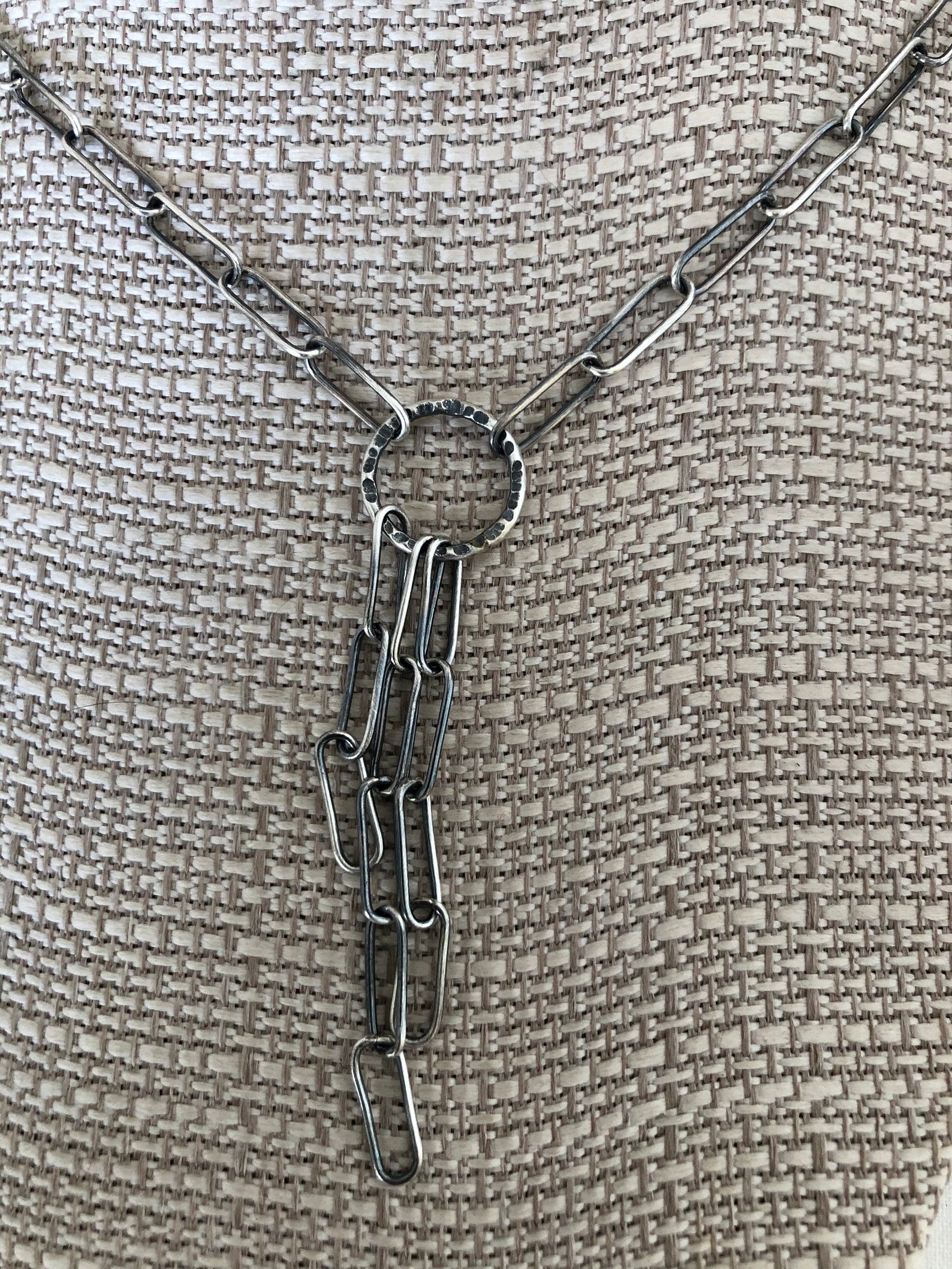 Paperclip Y necklace 925 silver lariat necklace handcrafted Etsy