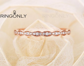 Vintage Natural Diamond or Moissanite engagement ring ,rose gold  for Bridal wedding ,unique Jewelry, Anniversary promise gift for women