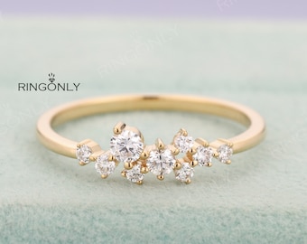 Cluster engagement ring Unique engagement ring Women Wedding Diamond Bridal ring Jewelry Matching Stacking Promise Anniversary