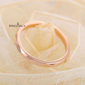 Rose gold wedding band,vintage art deco gold wedding ring,Bridal ring,Simple Unique Stacking ring,Matching ring,Anniversary image 3