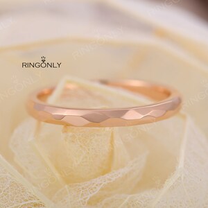 Rose gold wedding band,vintage art deco gold wedding ring,Bridal ring,Simple Unique Stacking ring,Matching ring,Anniversary image 1