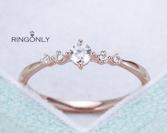 Modern Moissanite Engagement Ring, Brilliant Five Stone Promise Ring, Timeless Bridal Gift For Her