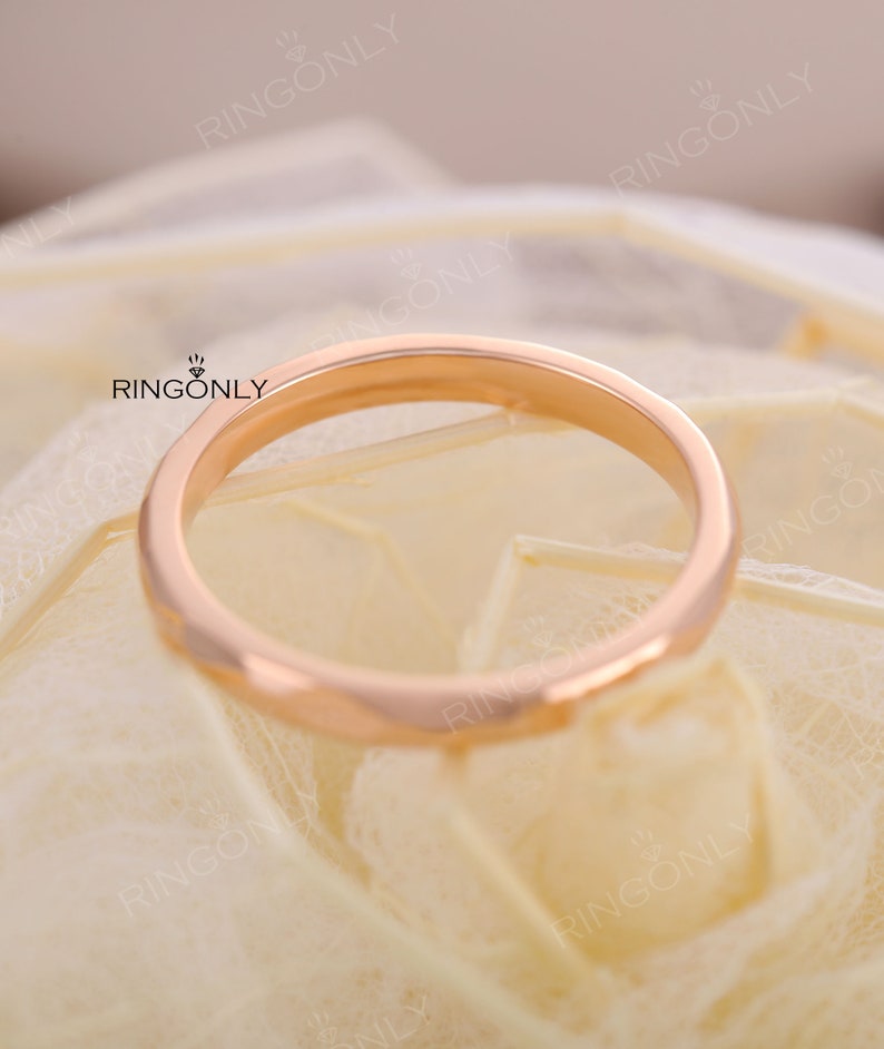 Rose gold wedding band,vintage art deco gold wedding ring,Bridal ring,Simple Unique Stacking ring,Matching ring,Anniversary image 4