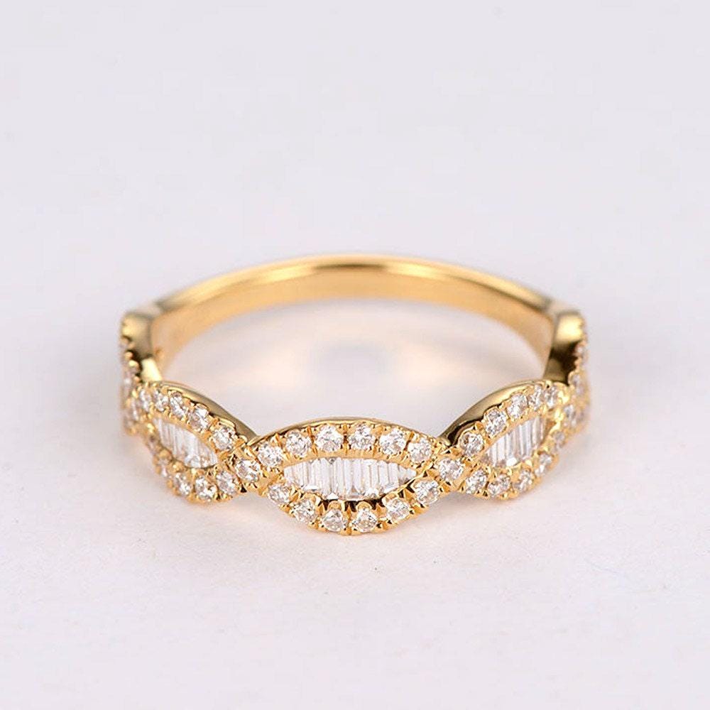 Diamond Wedding Band Women Half Eternity Band Infinity Ring