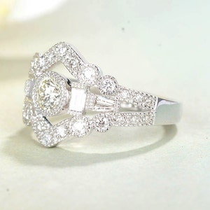 Antique Engagement Ring Wedding Women Vintage Art Deco Cluster Baguette ...