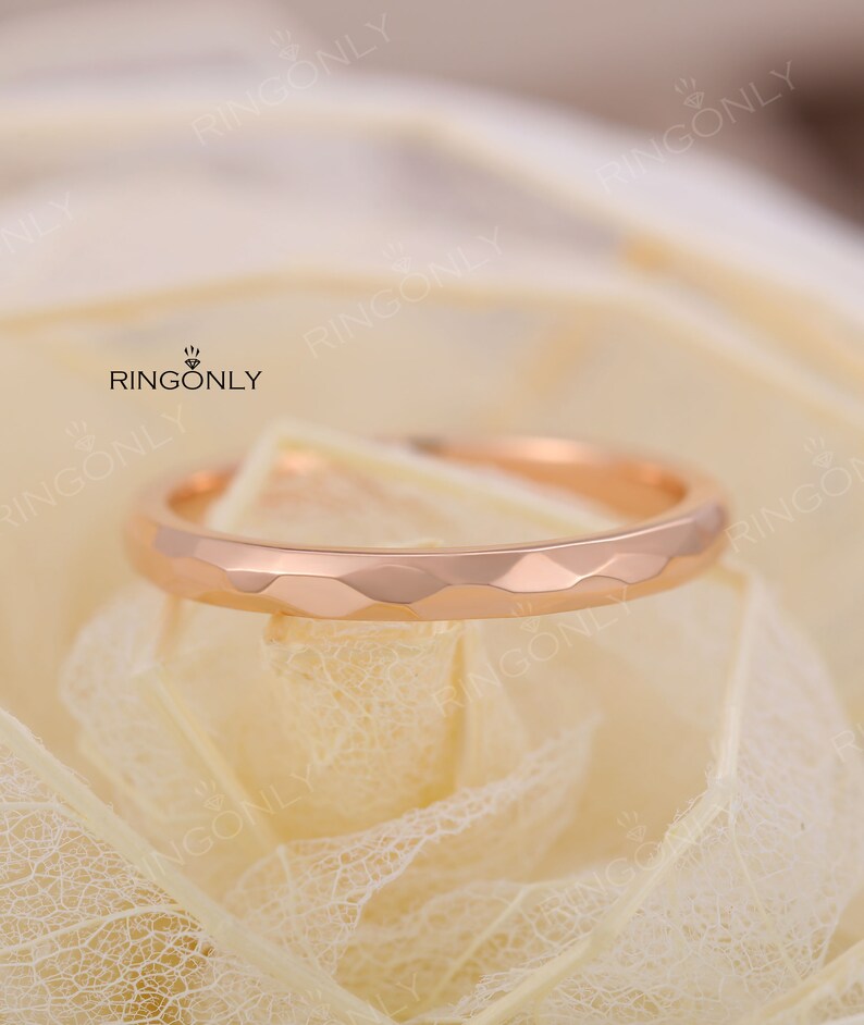 Rose gold wedding band,vintage art deco gold wedding ring,Bridal ring,Simple Unique Stacking ring,Matching ring,Anniversary image 1