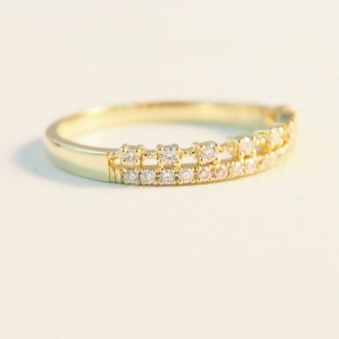 Diamond Wedding Band Half Eternity Band 14K Sliod Gold Wedding Ring ...