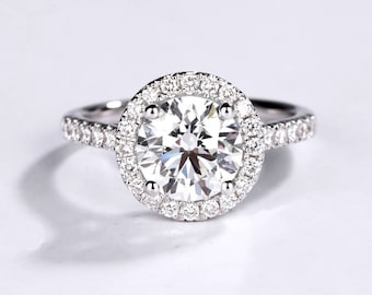Antique Engagement ring Vintage Women Wedding Moissanite Halo Diamond Bridal set Jewelry Half eternity Promise Anniversary