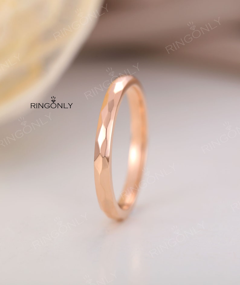 Rose gold wedding band,vintage art deco gold wedding ring,Bridal ring,Simple Unique Stacking ring,Matching ring,Anniversary image 5