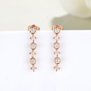 0.50CT Diamond Earring 14K Rose Gold Dangling Round Diamond Earrings,Natural Diamond,Unique Engagement Earrings,Weddings,Anniversary gift