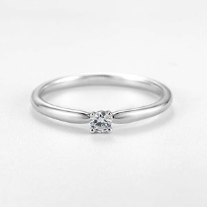 Minimalist Engagement Ring White Gold Simple Solitaire - Etsy