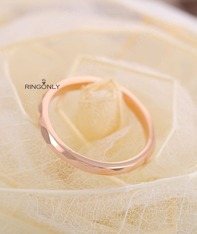 Rose gold wedding band,vintage art deco gold wedding ring,Bridal ring,Simple Unique Stacking ring,Matching ring,Anniversary image 3