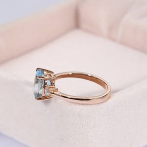 Aquamarine Engagement Ring Rose Gold Engagement Ring Three - Etsy