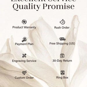 The image is a promotional poster for a jewelry store, highlighting their commitment to excellent service, quality, and a promise of various services and benefits.