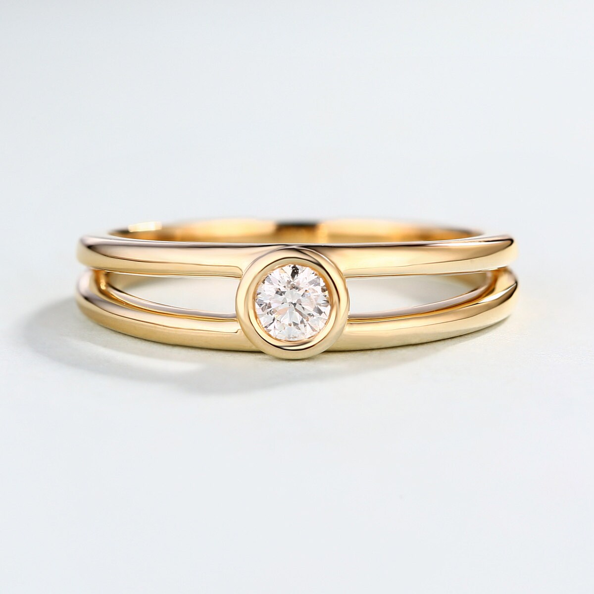 Solid 14K Gold Dainty Minimalist Engagement Ring Simple Etsy